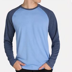 George Unique Blue and Dark Navy Heather Long Sleeve Shirt Size L